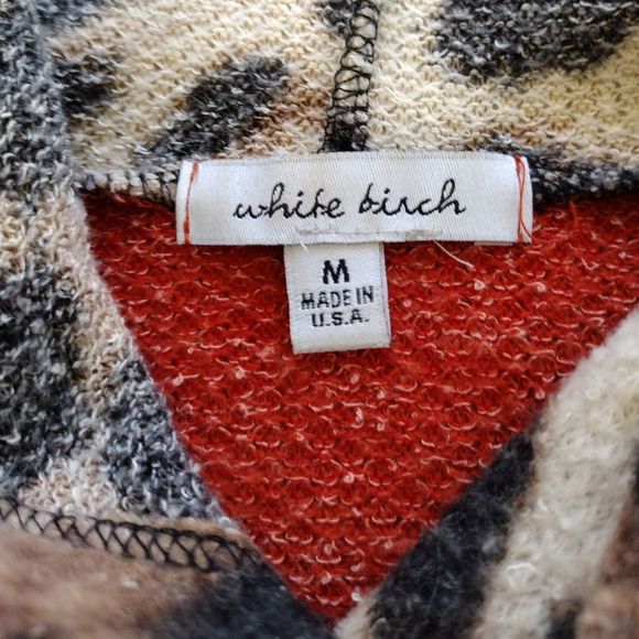 Women's Animal Print Hoodie Sweaters Casual Knit Pachwork Size M Orange Brown - Picture 4 of 9